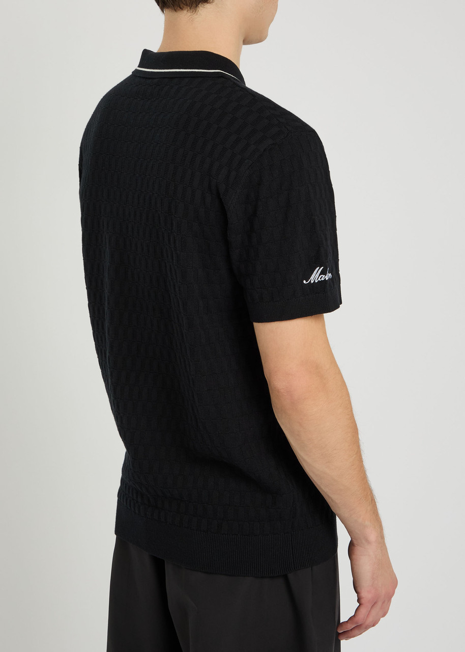 MALBON Crest checked-knit cotton polo shirt | Harvey Nichols