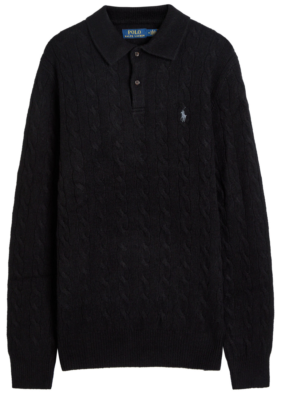 POLO RALPH LAUREN Cable-knit wool and cashmere-blend polo jumper