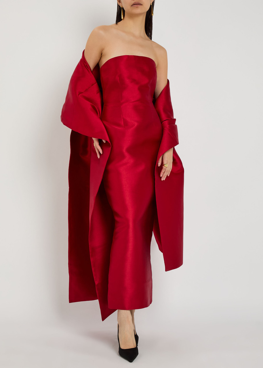 SOLACE LONDON Renee strapless stole faille maxi dress | Harvey Nichols