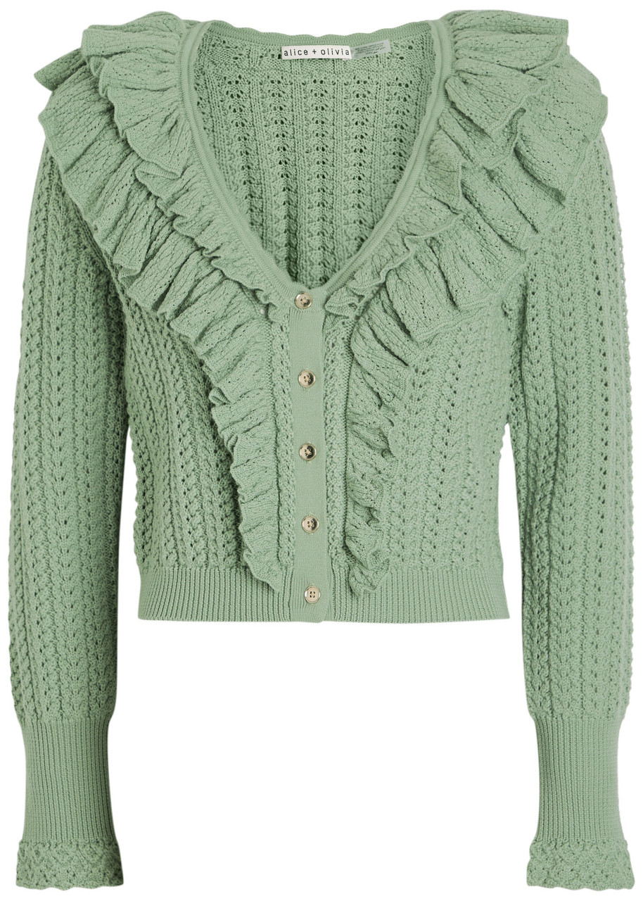ALICE + OLIVIA Eileen ruffled wool cardigan | Harvey Nichols