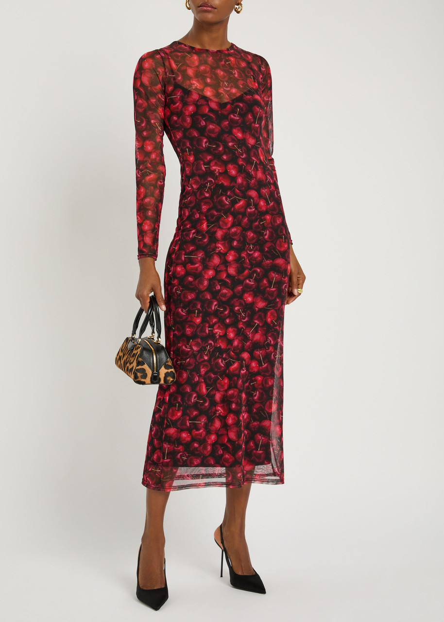 womens mesh beaded dress Scarlet Obsession Red Beaded Mesh Long Dress – HARMONIA NY