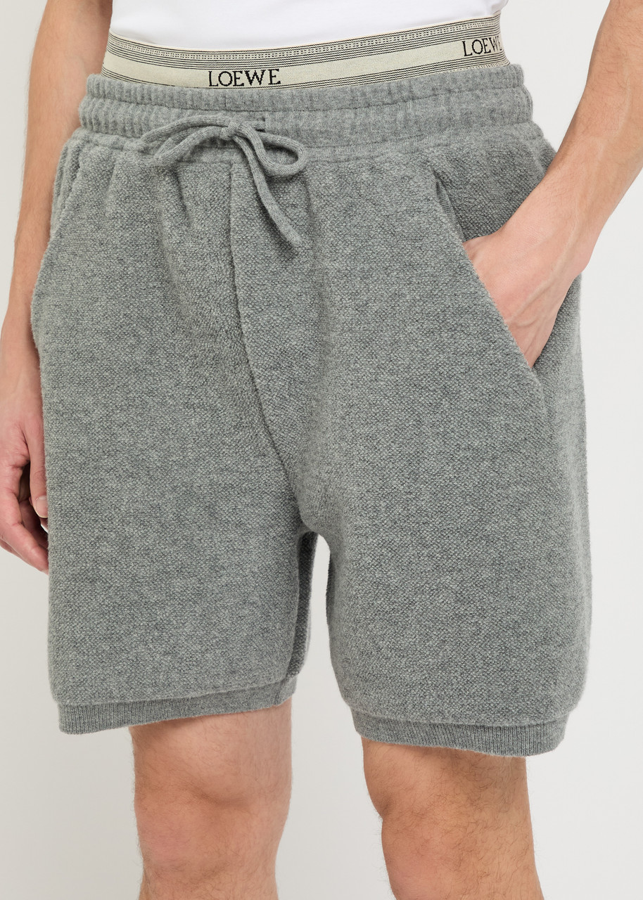 LOEWE Logo-waistband layered wool-blend shorts | Harvey Nichols
