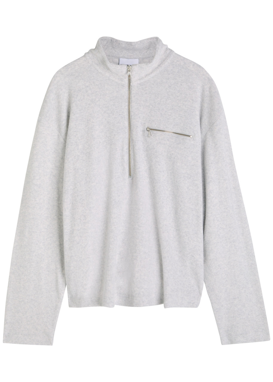 ミロッキー MKI MIYUKI ZOKU Logo-embroidered terry half-zip sweatshirt