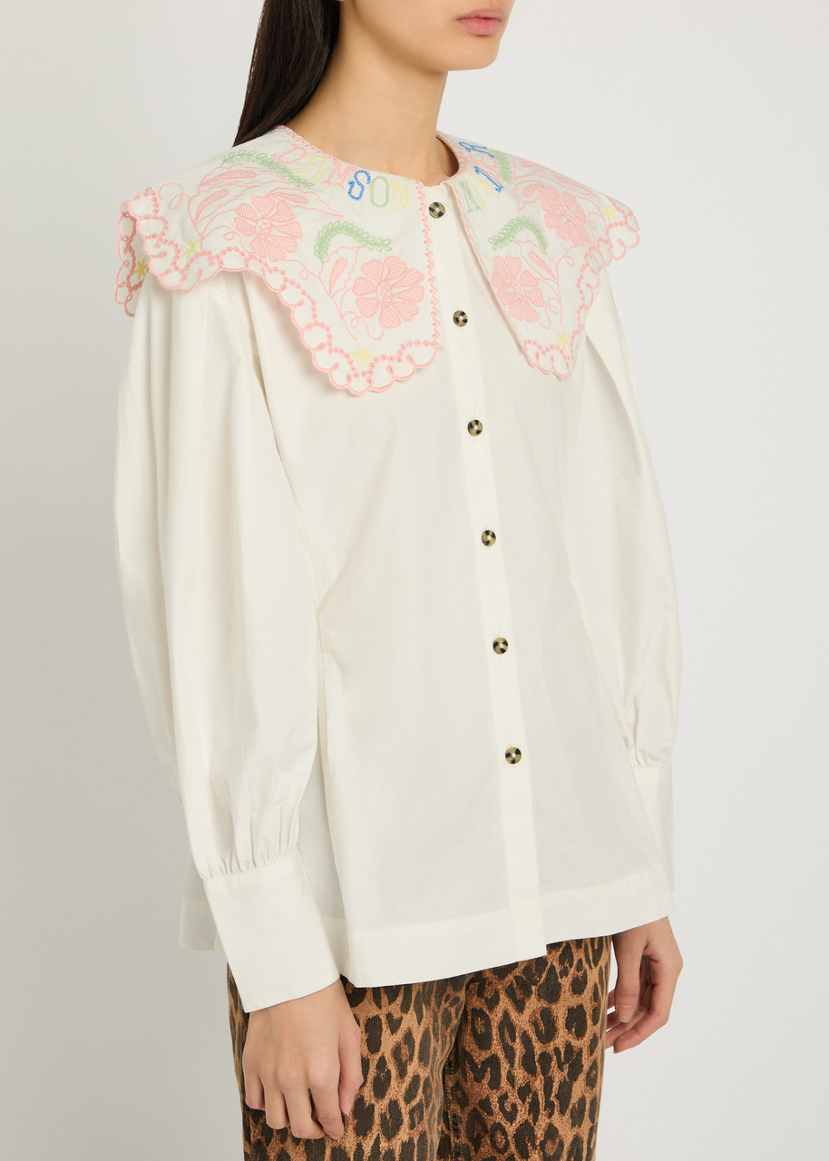 DAMSON MADDER Valentina embroidered cotton-poplin blouse | Harvey