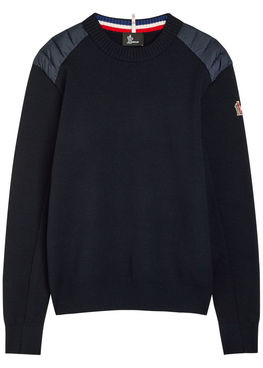 MONCLER GRENOBLE Padded-shoulder shell and wool-blend jumper