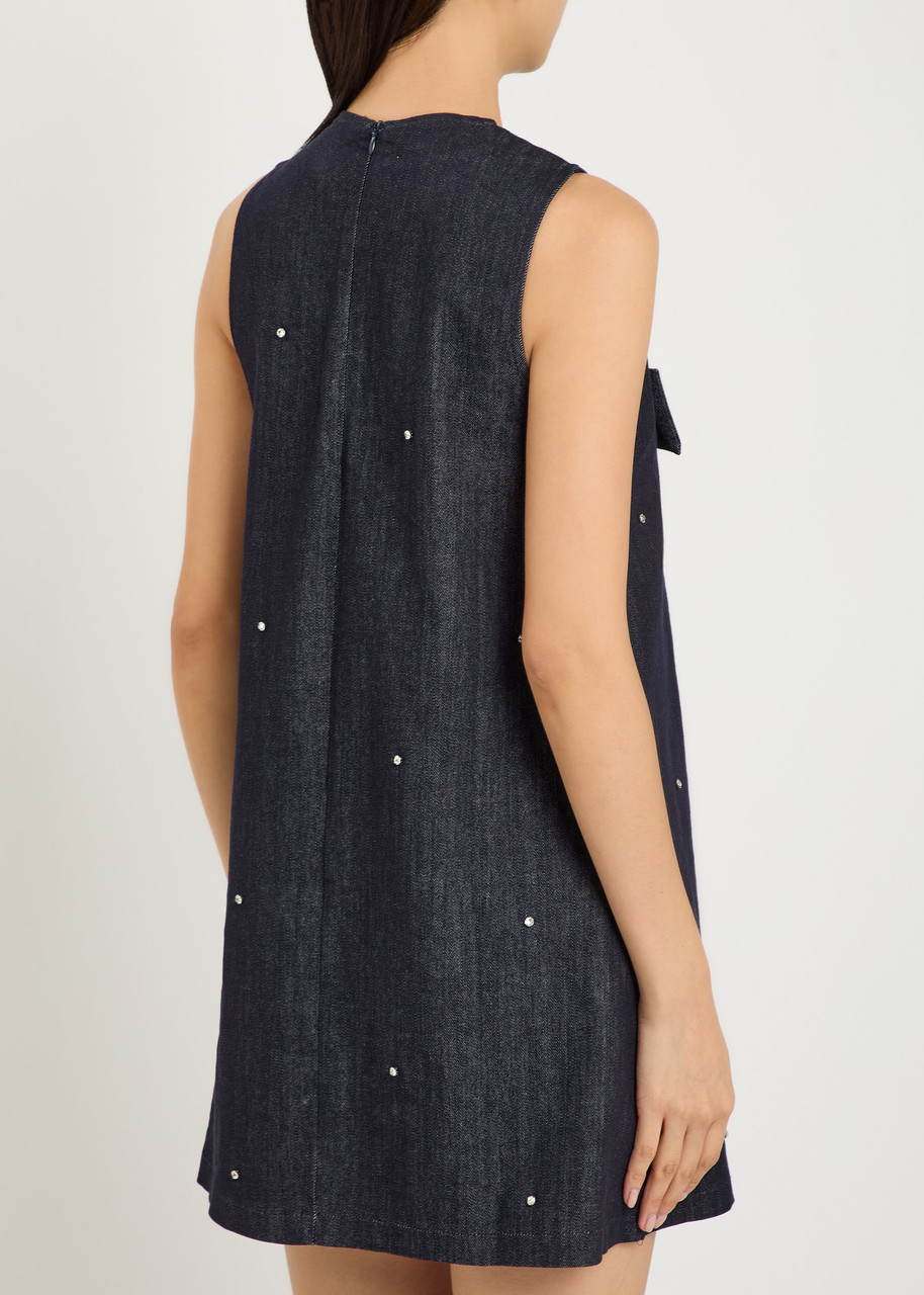SISTER JANE Curio crystal-embellished stretch-denim mini dress