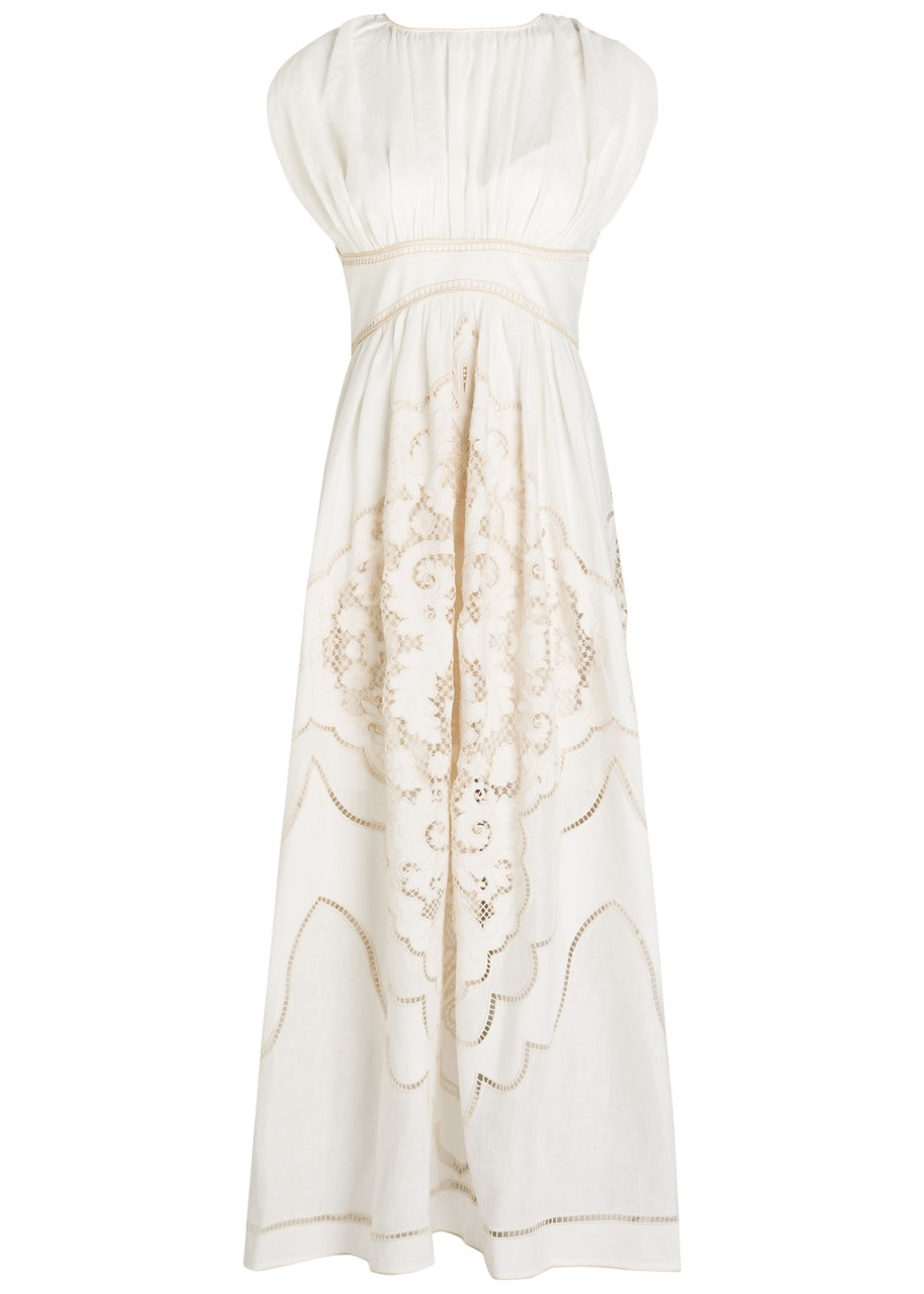 slim fit dress slacks Zimmermann // Cream & Yellow Linen Floral Dress – VSP Consignment main image 1