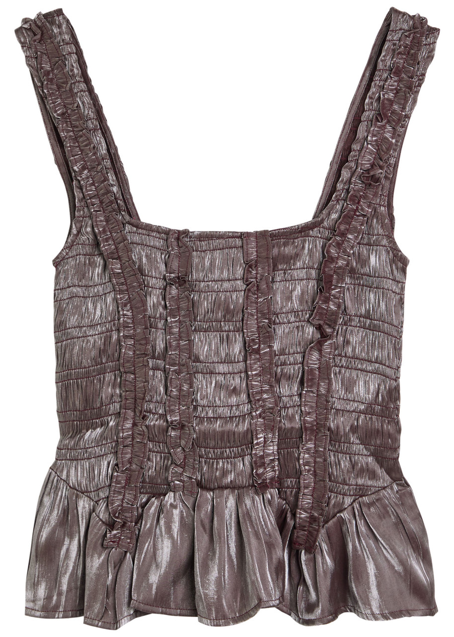 DAMSON MADDER Raphi shirred pearlescent top | Harvey Nichols