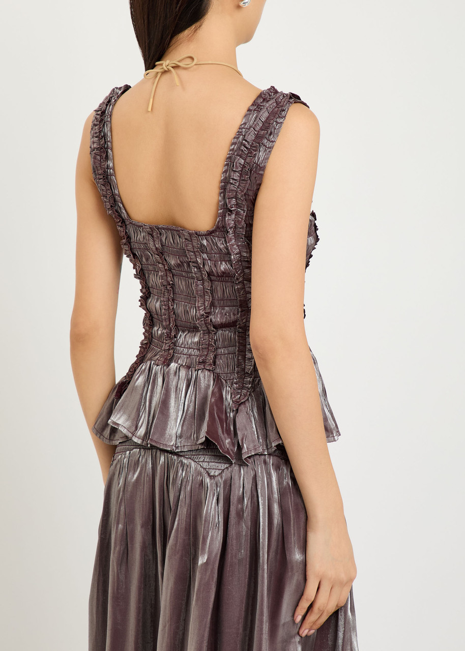 DAMSON MADDER Raphi shirred pearlescent top | Harvey Nichols