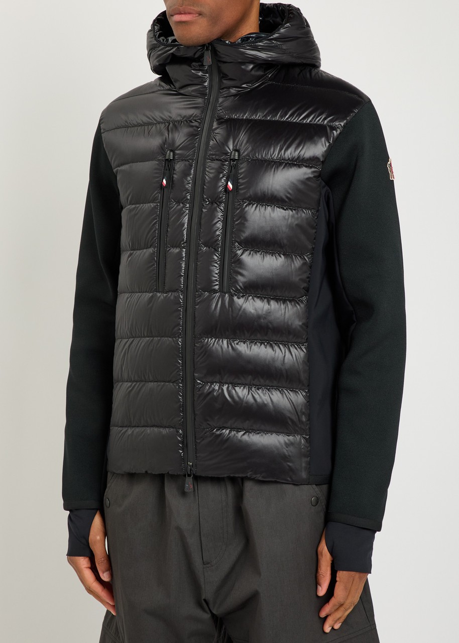 MONCLER GRENOBLE Padded hooded close-knit and nylon jacket