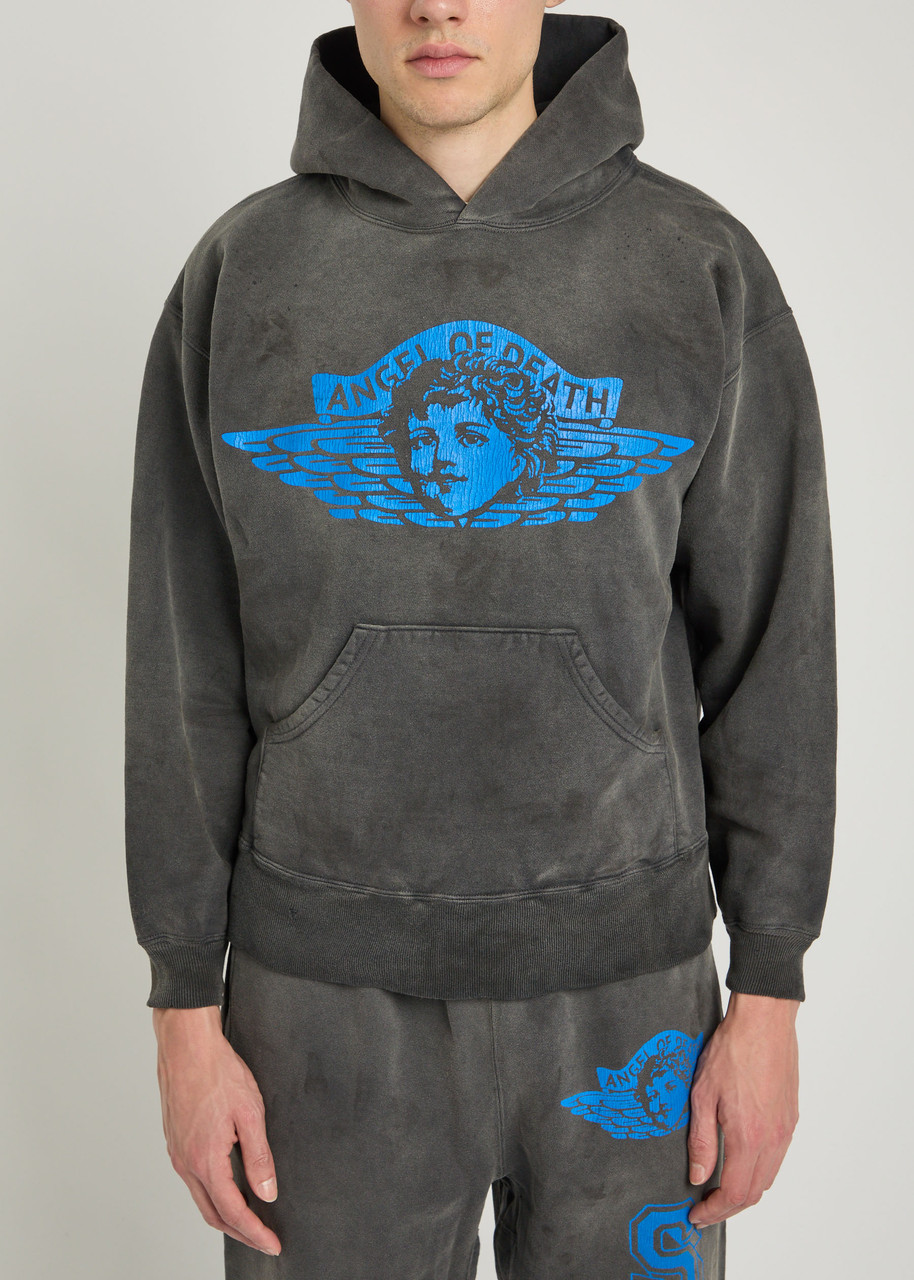 SAINT MXXXXXX Angel of Death printed hooded cotton sweatshirt