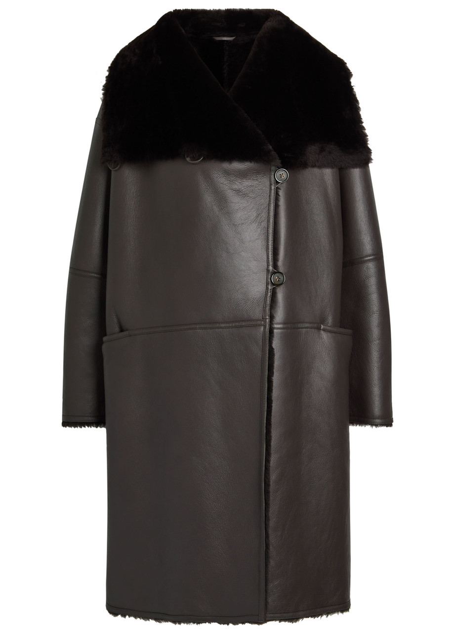 TOTEME Panelled shearling wrap coat | Harvey Nichols