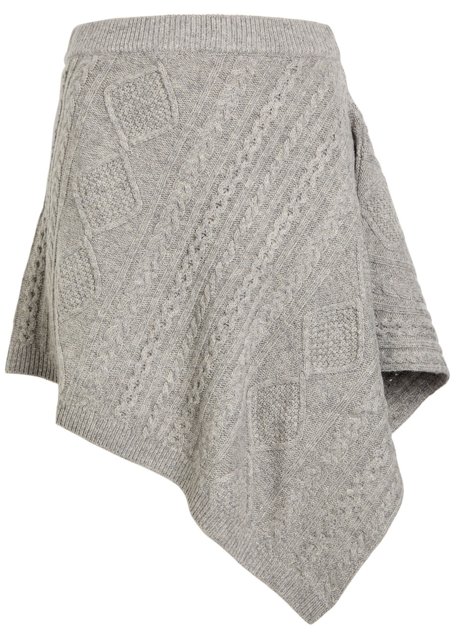 STAUD Veer asymmetric cable-knit wool-blend skirt | Harvey Nichols
