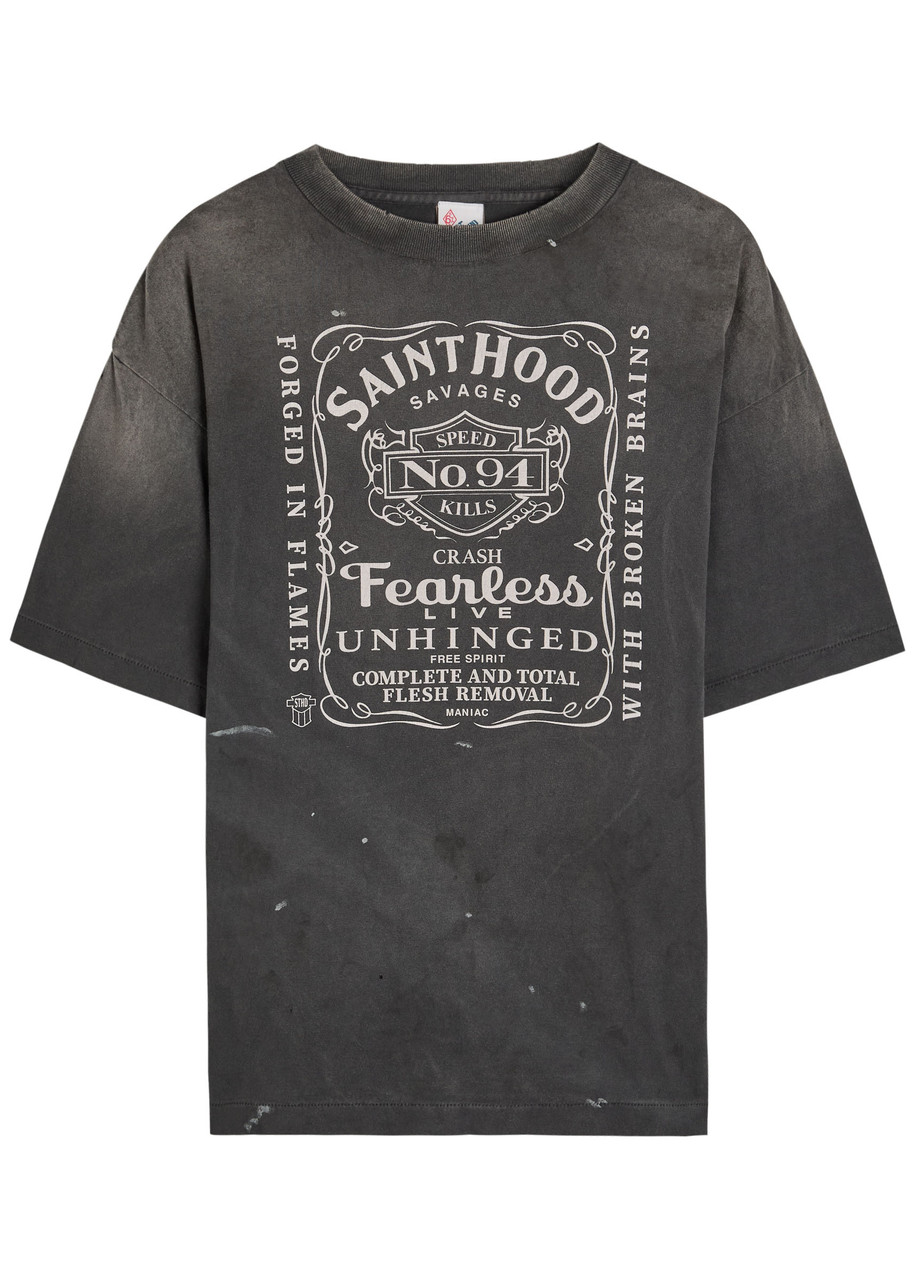 SAINT MXXXXXX Fearless printed distressed cotton T-shirt | Harvey