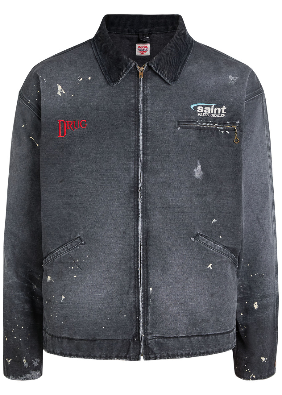 SAINT MXXXXXX Drug Work embroidered distressed cotton jacket