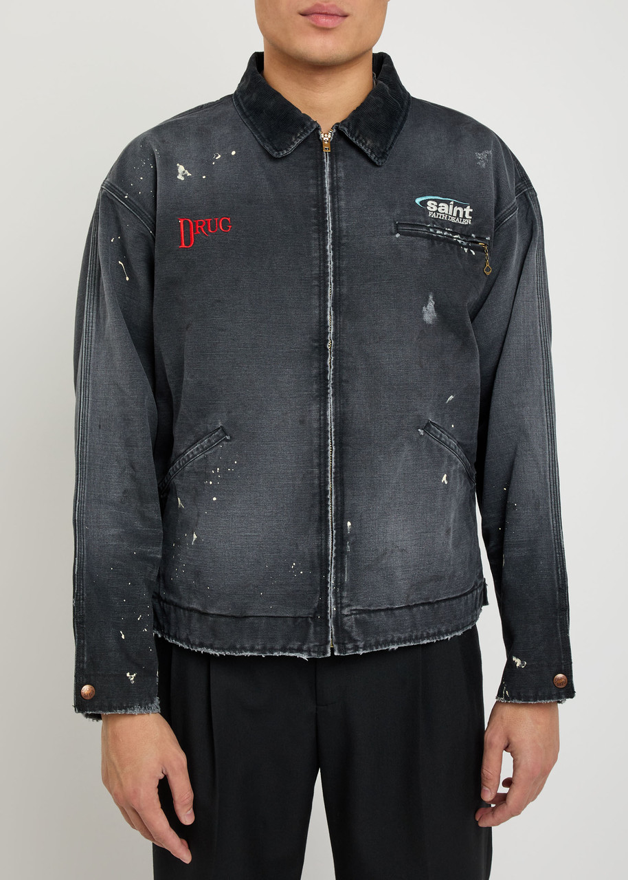 SAINT MXXXXXX Drug Work embroidered distressed cotton jacket