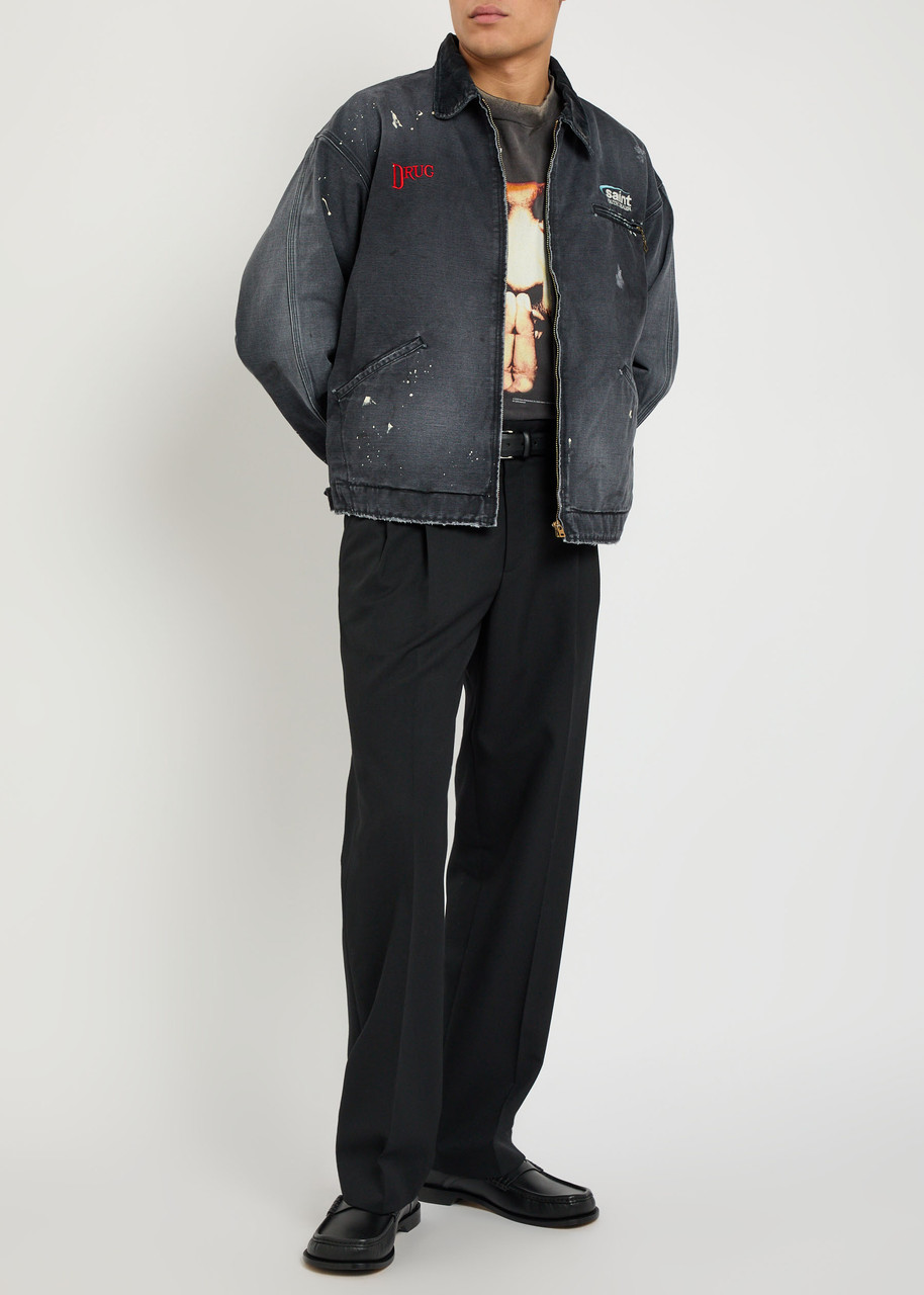 SAINT MXXXXXX Drug Work embroidered distressed cotton jacket