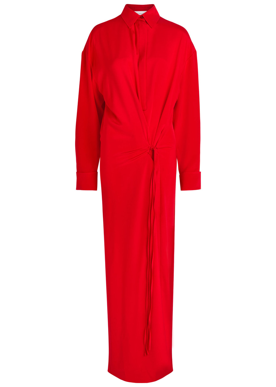 SPORTMAX Gathered stretch-silk maxi shirt dress | Harvey Nichols