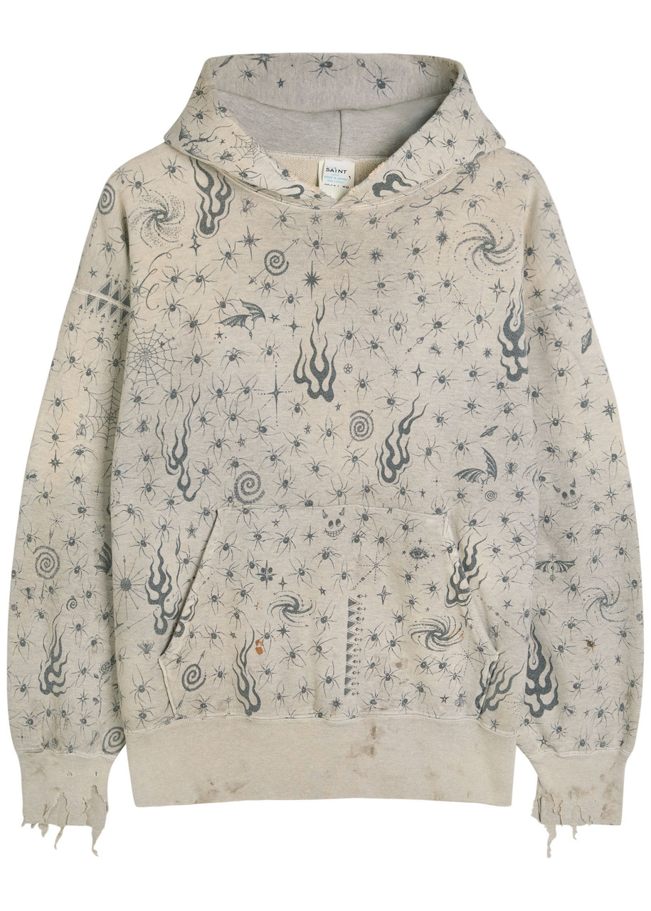 SAINT MXXXXXX X Dr. Woo printed hooded cotton sweatshirt | Harvey