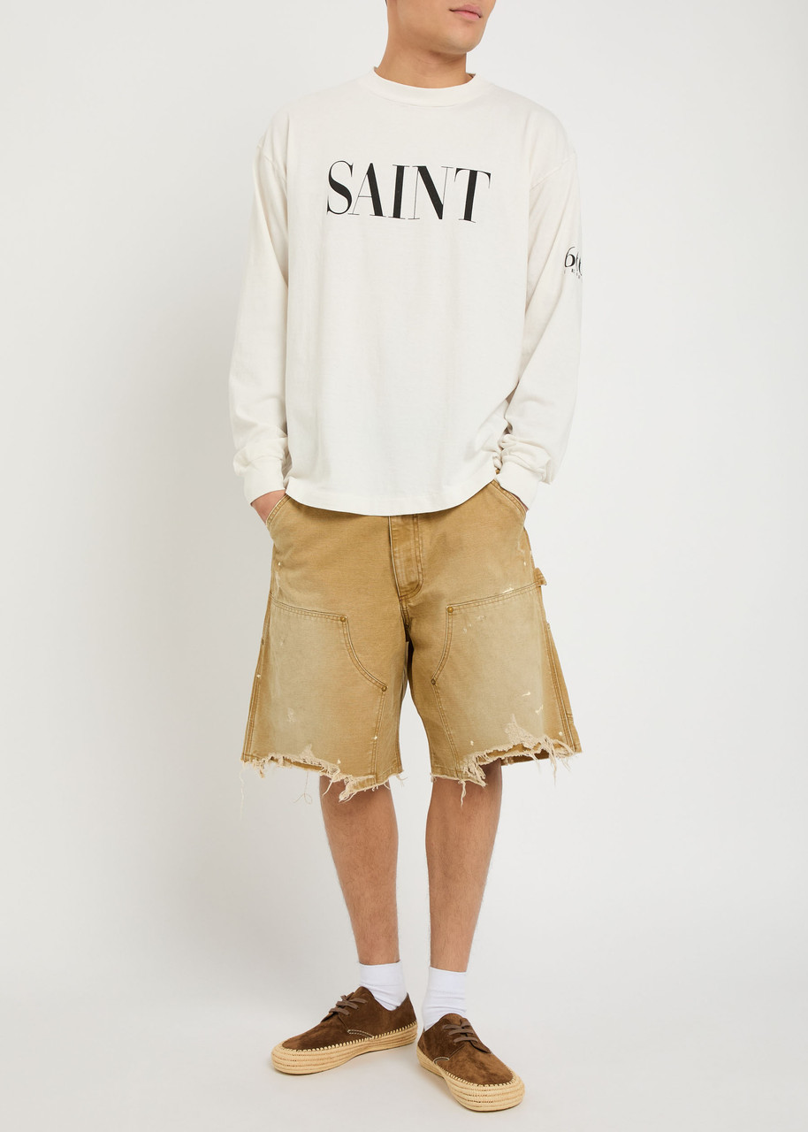SAINT MXXXXXX Distressed canvas shorts | Harvey Nichols