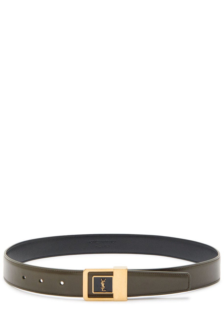 SAINT LAURENT Logo-plaque leather belt | Harvey Nichols
