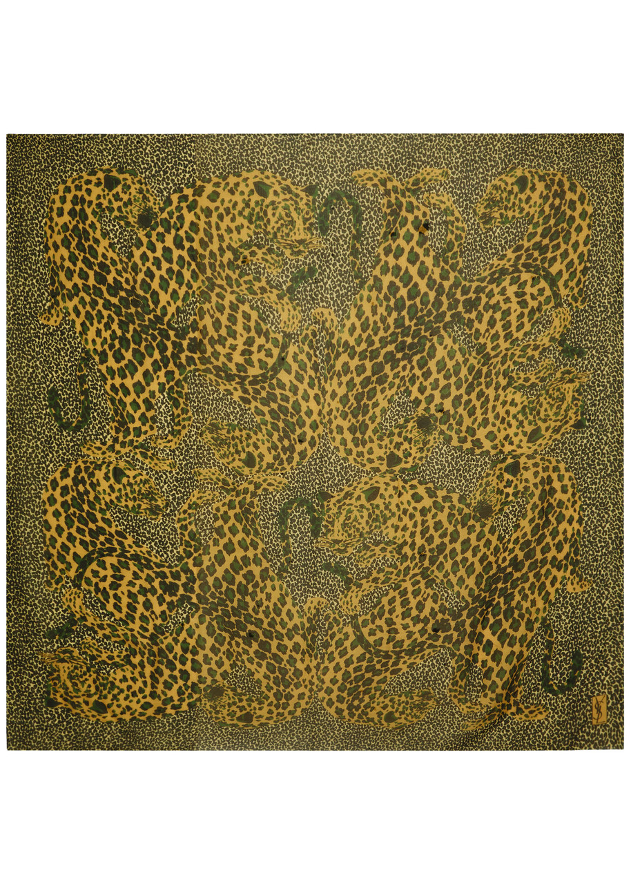 SAINT LAURENT Leopard-print silk scarf | Harvey Nichols