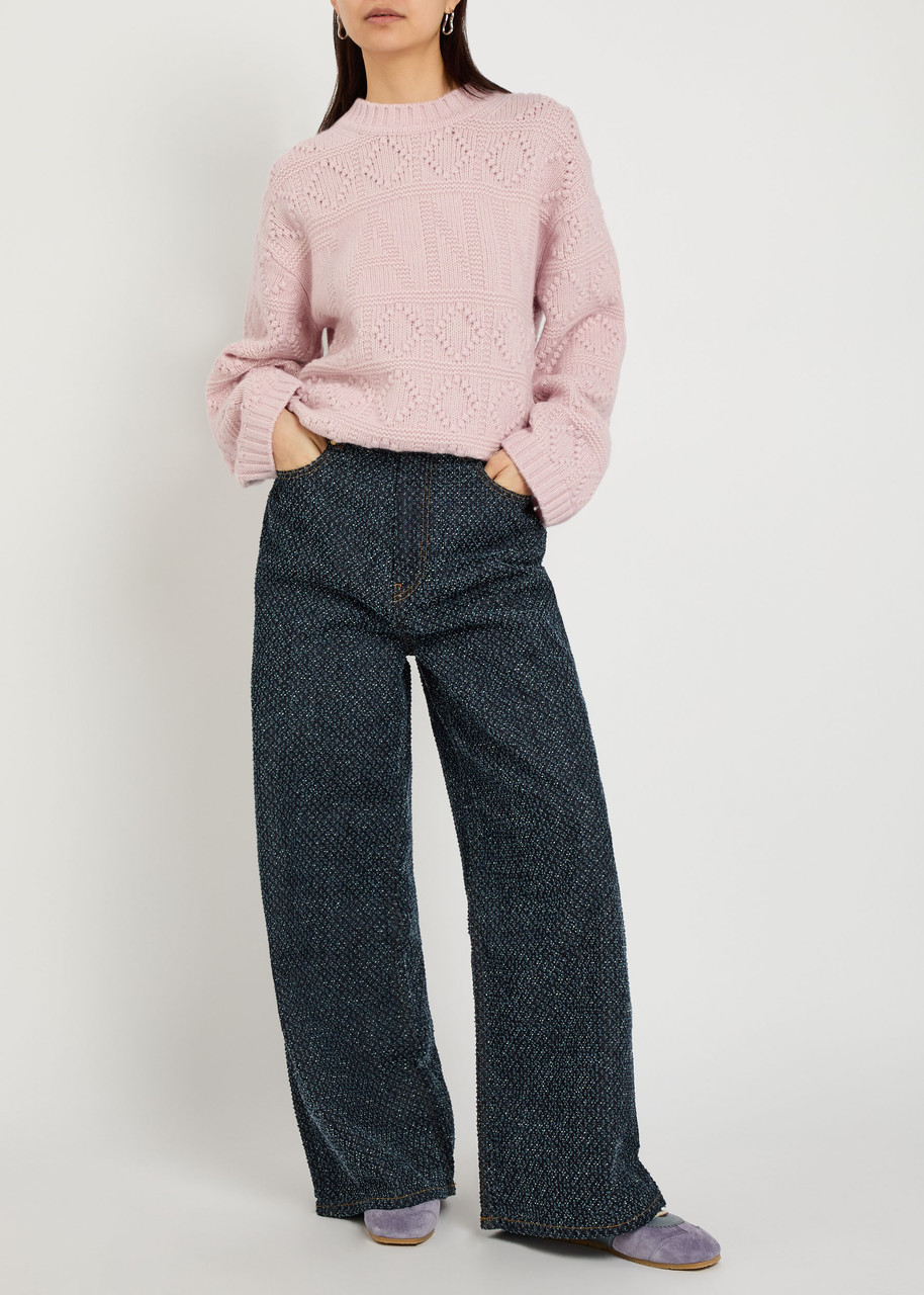 GANNI Textured wool-blend jumper | Harvey Nichols