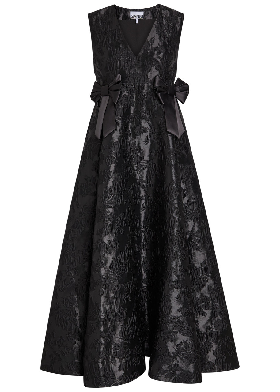 GANNI Floral-jacquard cloqué midi dress | Harvey Nichols