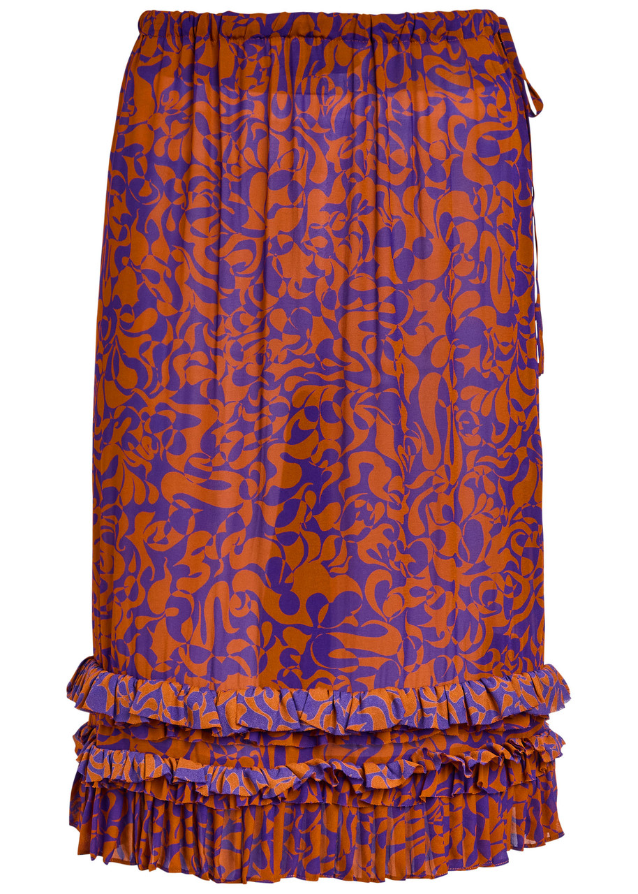 DRIES VAN NOTEN Scotts printed semi-sheer chiffon midi skirt