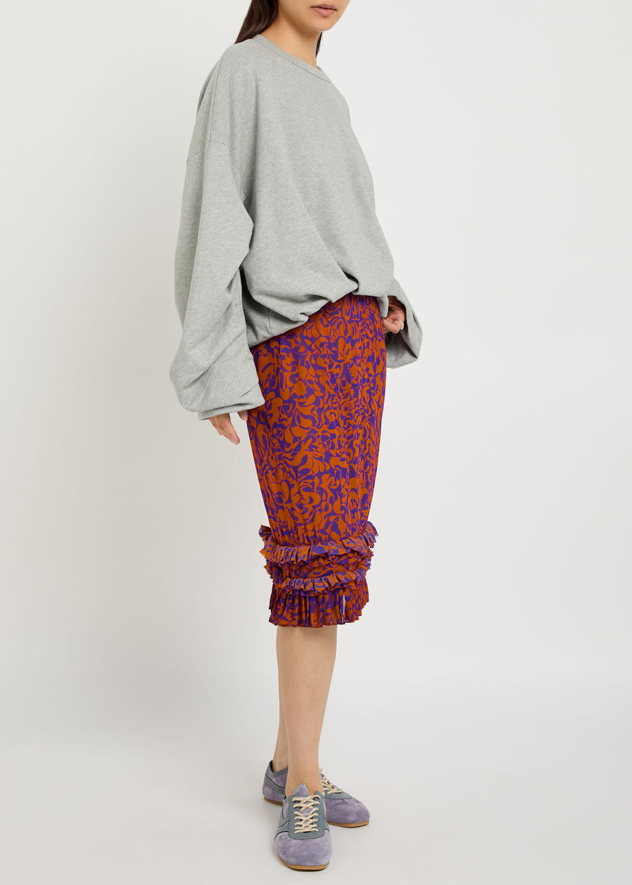 新品DRIES VAN NOTEN SCRANTON SKIRT 38新品 DRIES VAN NOTEN Scotts printed semi-sheer chiffon midi skirt