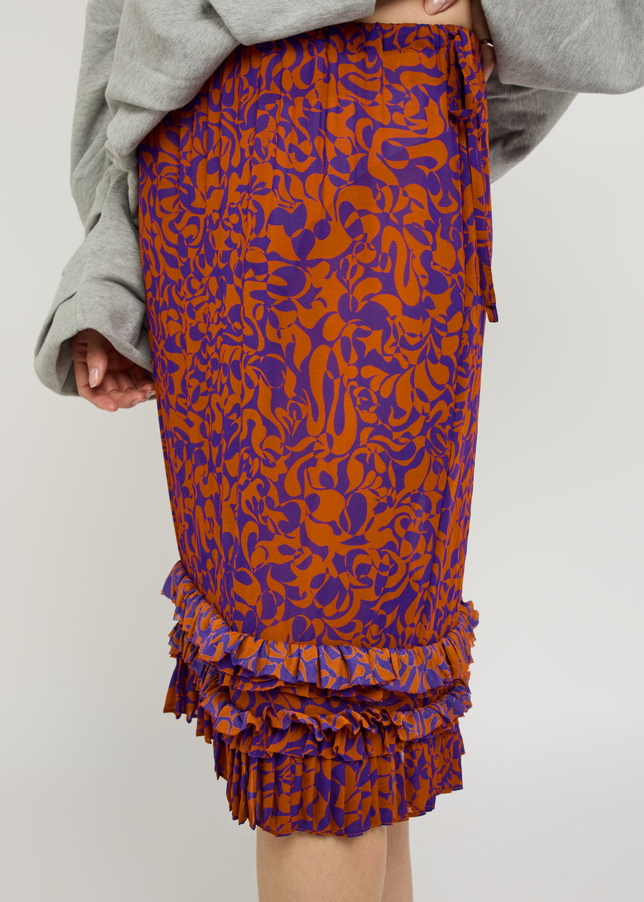 新品DRIES VAN NOTEN SCRANTON SKIRT 38新品 DRIES VAN NOTEN Scotts printed semi-sheer chiffon midi skirt