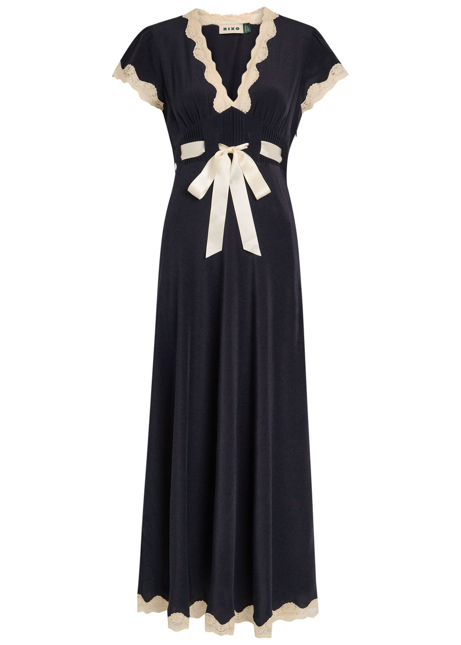 RIXO Marlice ribbon silk midi dress | Harvey Nichols