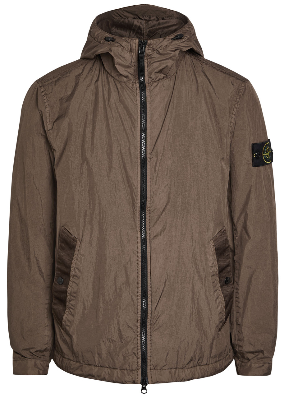 STONE  90s 00s ブラウン ナイロンジャケット STONE ISLAND Hooded crinkled shell jacket | Harvey Nichols