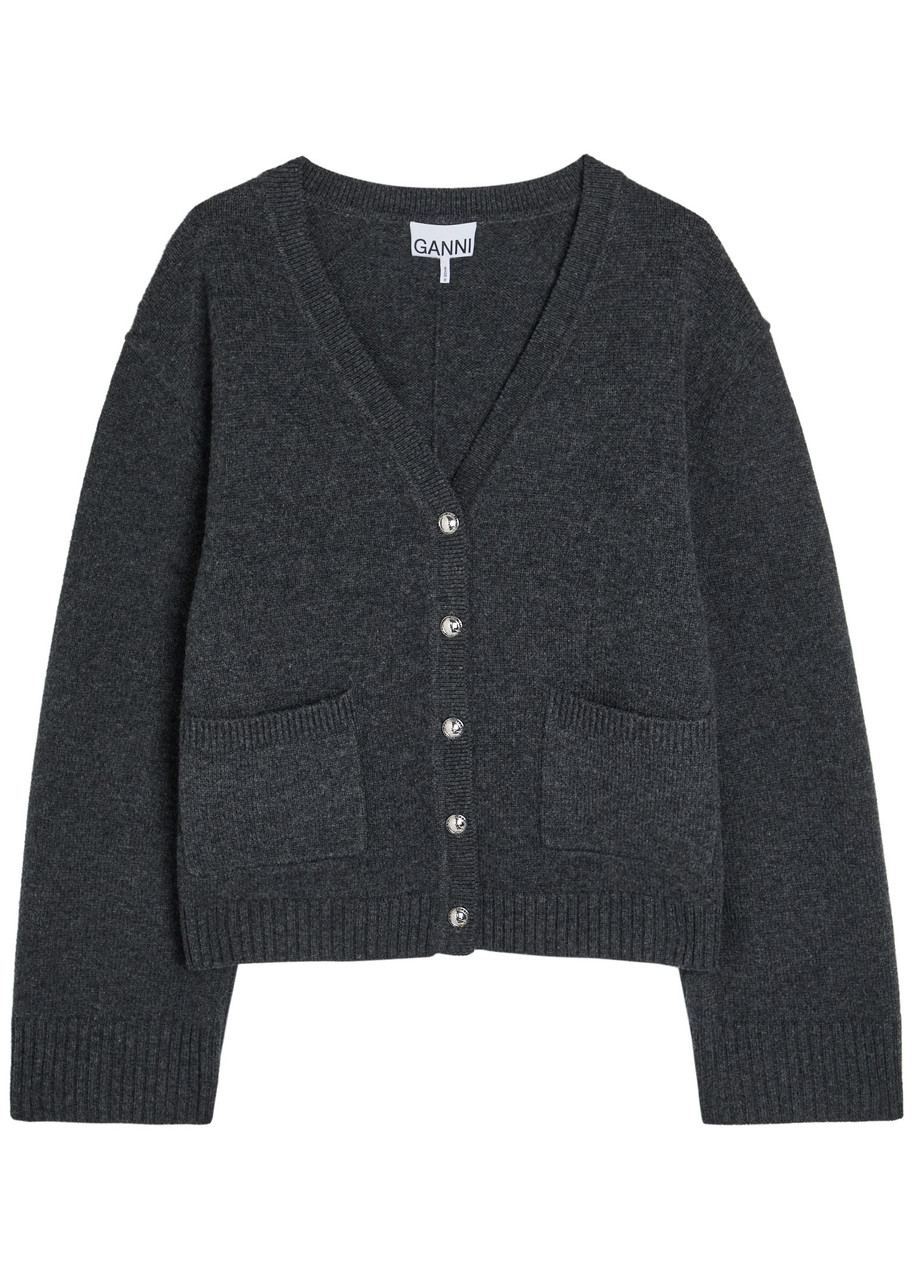 GANNI ウール混紡 カーディガン Sサイズ Dark Blue Wool Cardigan | GANNI UK