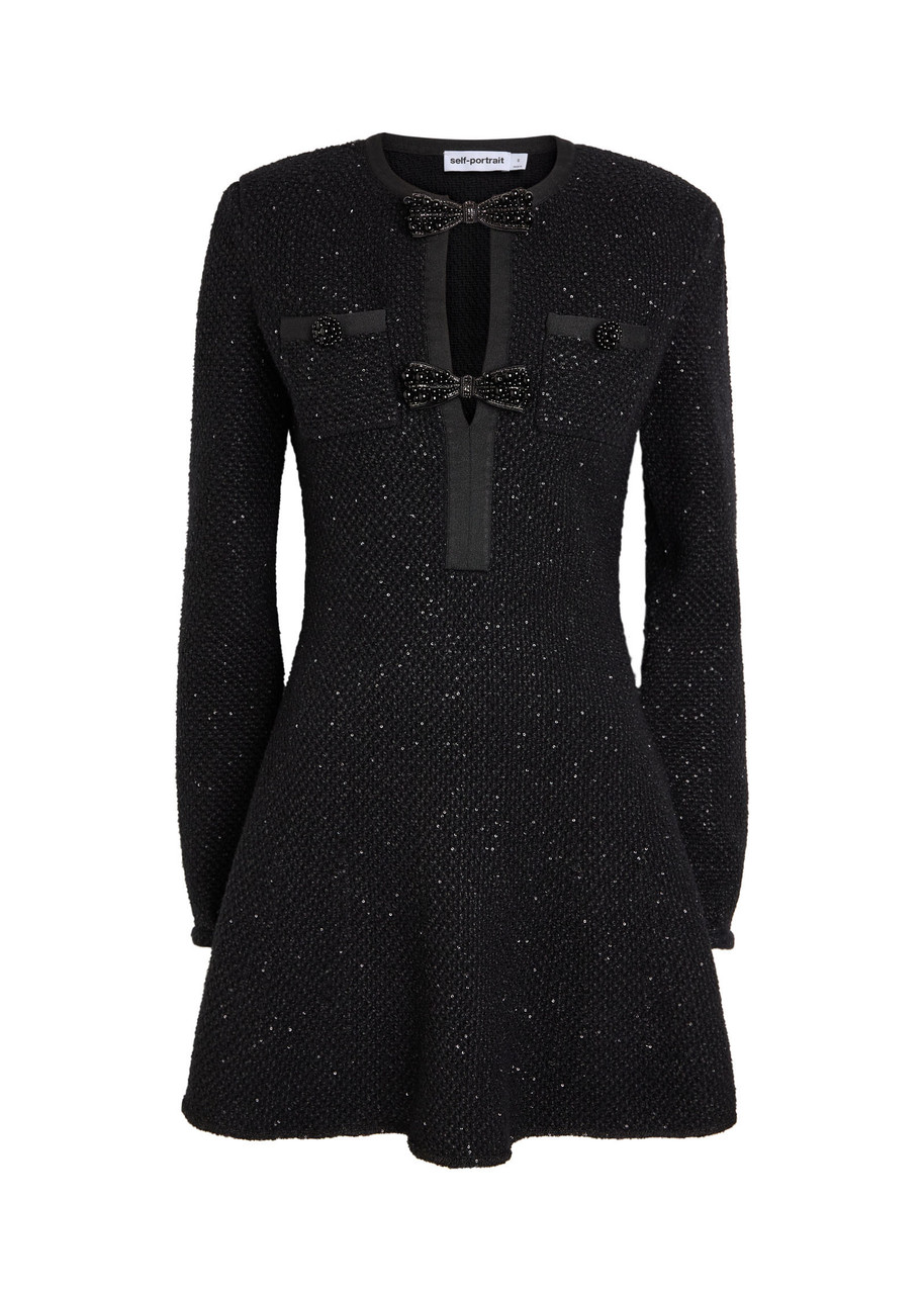 SELF-PORTRAIT Embellished knit mini dress | Harvey Nichols