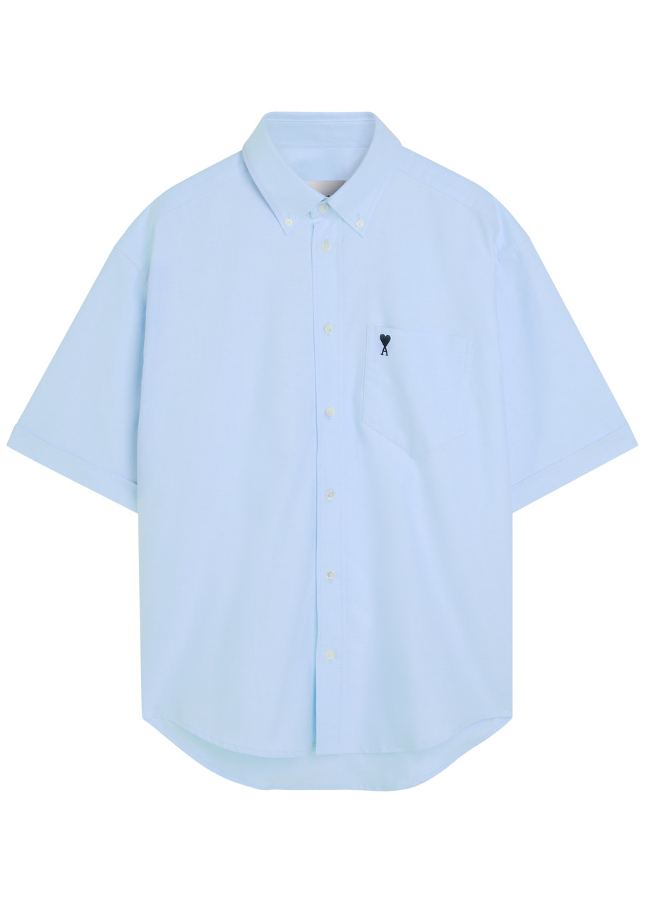 AMI PARIS Logo-embroidered cotton gabardine shirt | Harvey Nichols