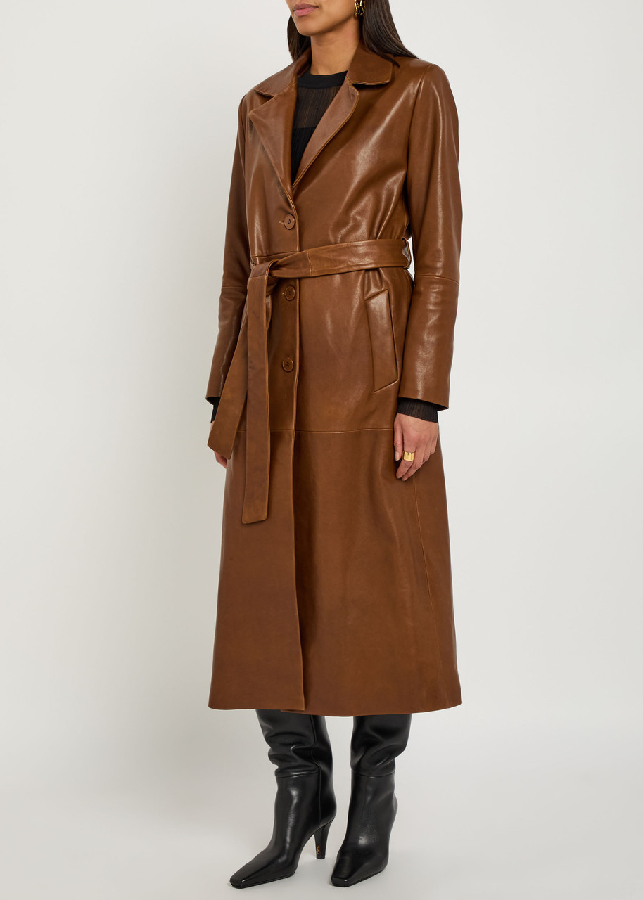 NOUR HAMMOUR Scarlett belted leather trench coat | Harvey Nichols
