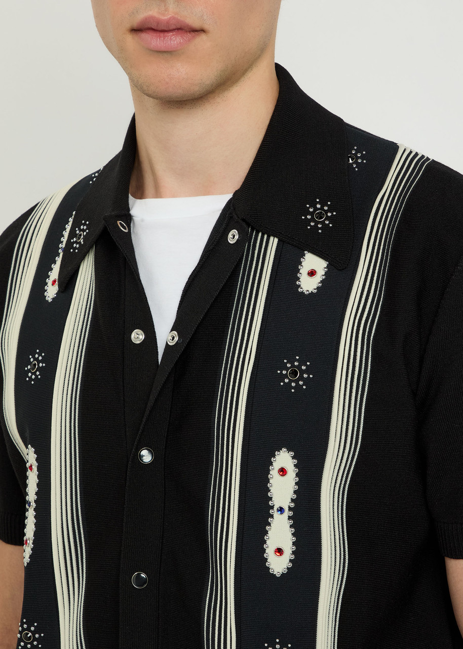 AMIRI Striped embellished wool-blend shirt | Harvey Nichols
