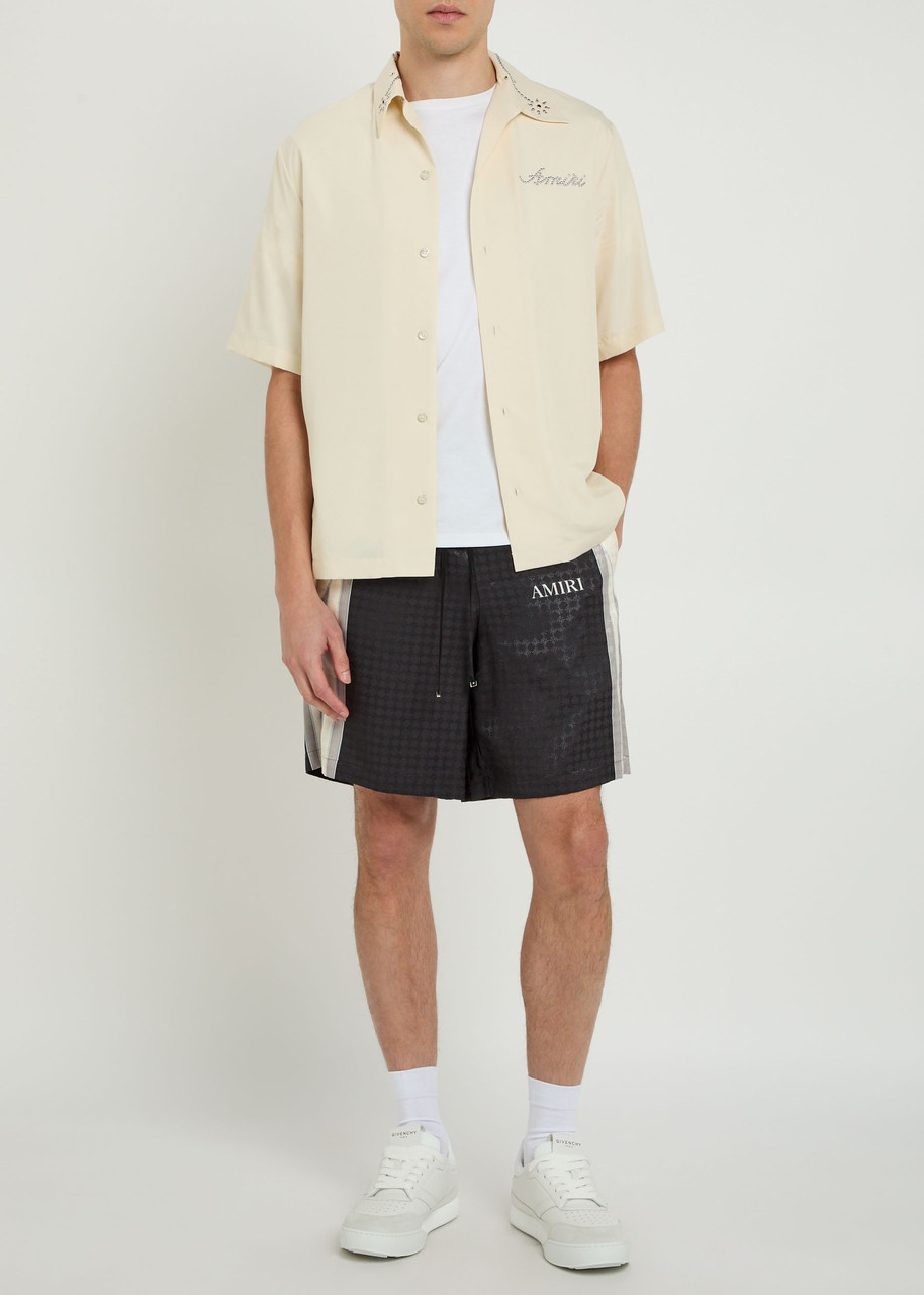 AMIRI MA Quad logo-monogrammed satin shorts | Harvey Nichols