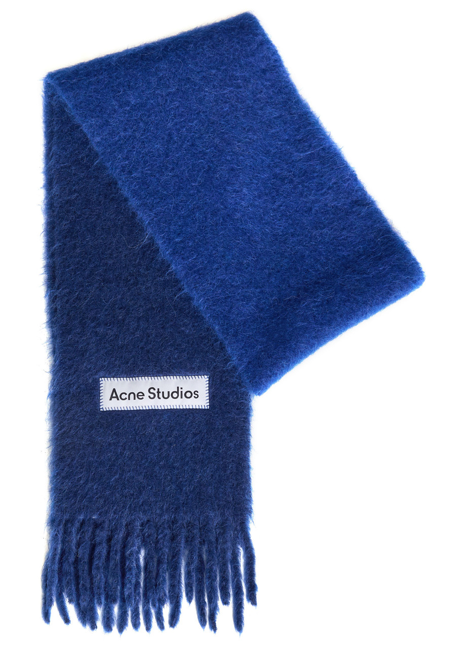 ACNE STUDIOS Logo-appliquéd fringed alpaca-blend scarf | Harvey