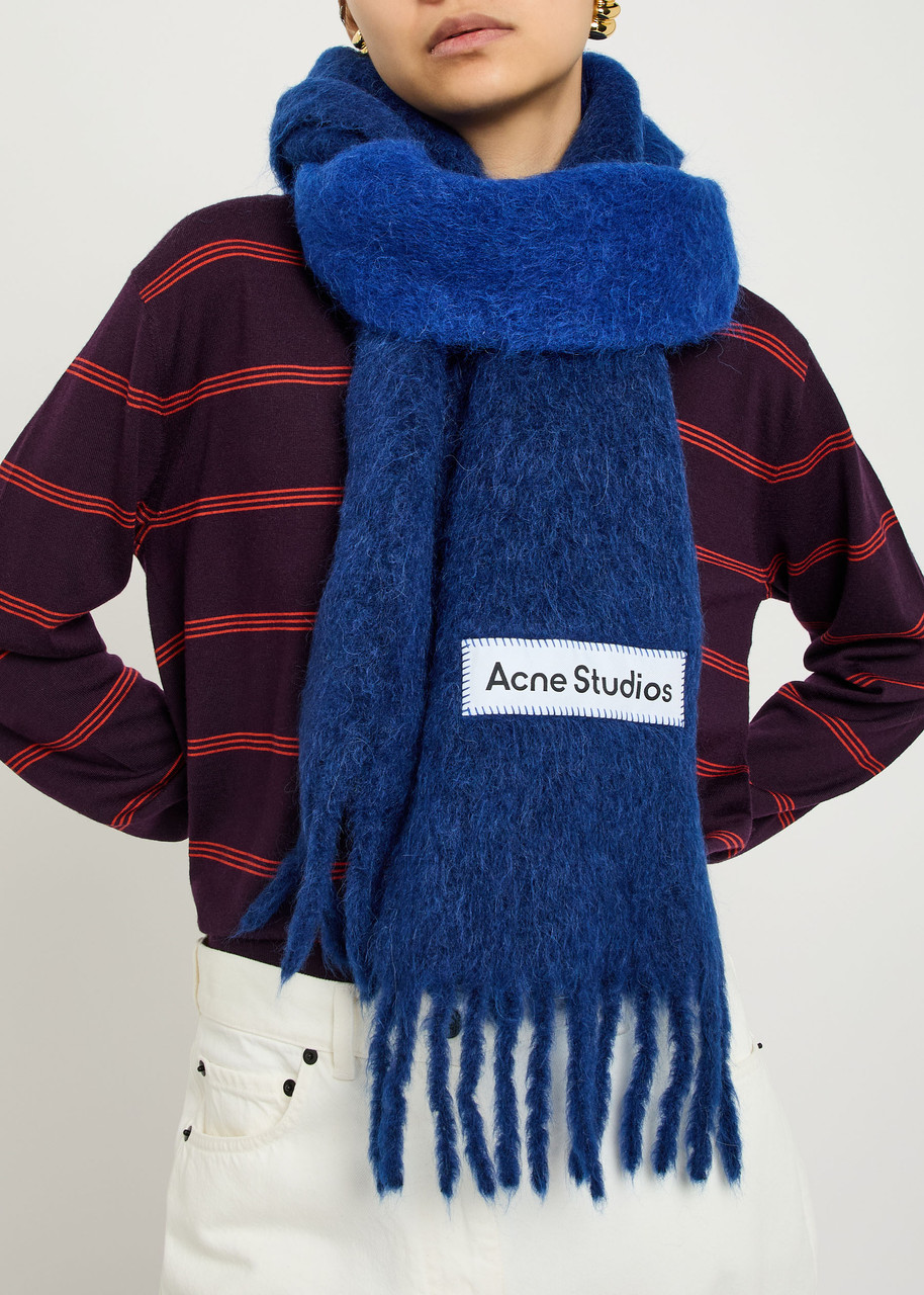 ACNE STUDIOS Logo-appliquéd fringed alpaca-blend scarf | Harvey