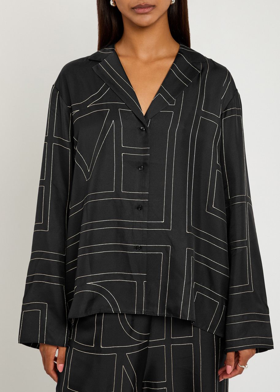TOTEME Logo-embroidered silk-satin shirt | Harvey Nichols