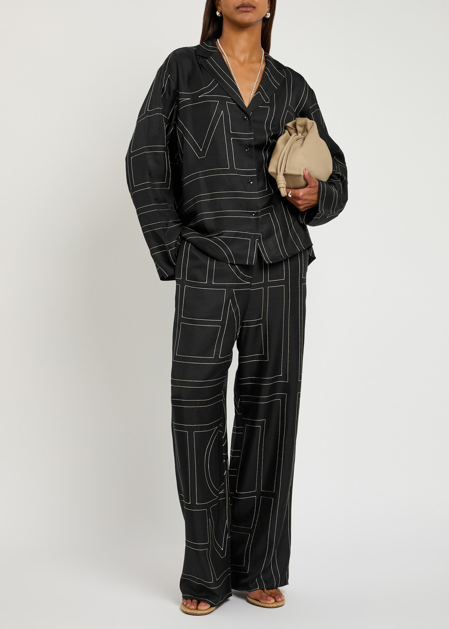 TOTEME Logo-embroidered silk-satin shirt | Harvey Nichols