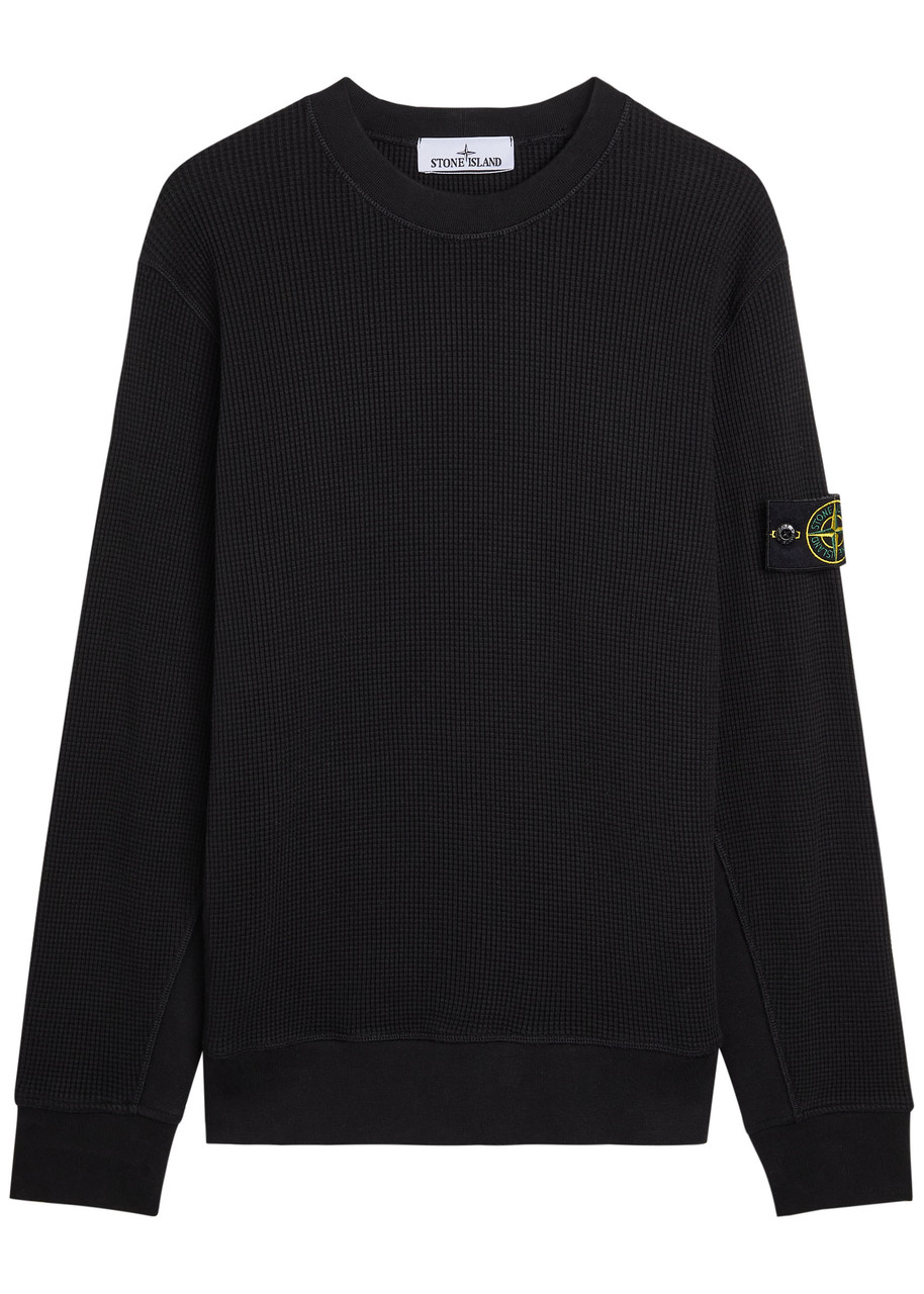 Stone  ブラックニット（ウール） STONE ISLAND Waffle cotton jumper | Harvey Nichols