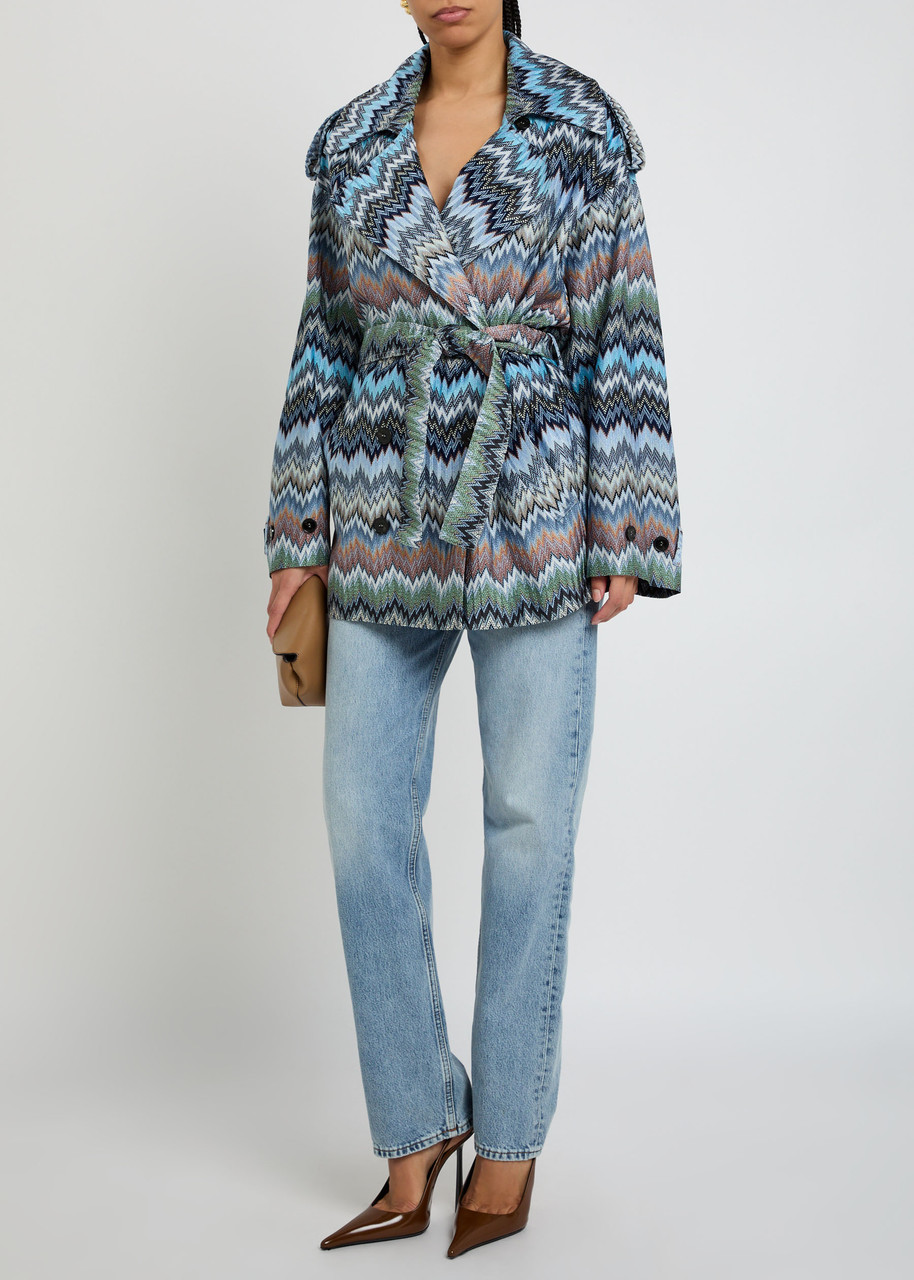 MISSONI Zigzag belted fine-knit trench jacket | Harvey Nichols