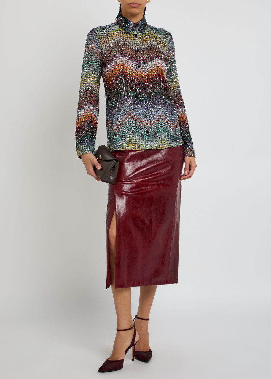 MISSONI Sequin-embellished zigzag metallic-knit shirt | Harvey Nichols