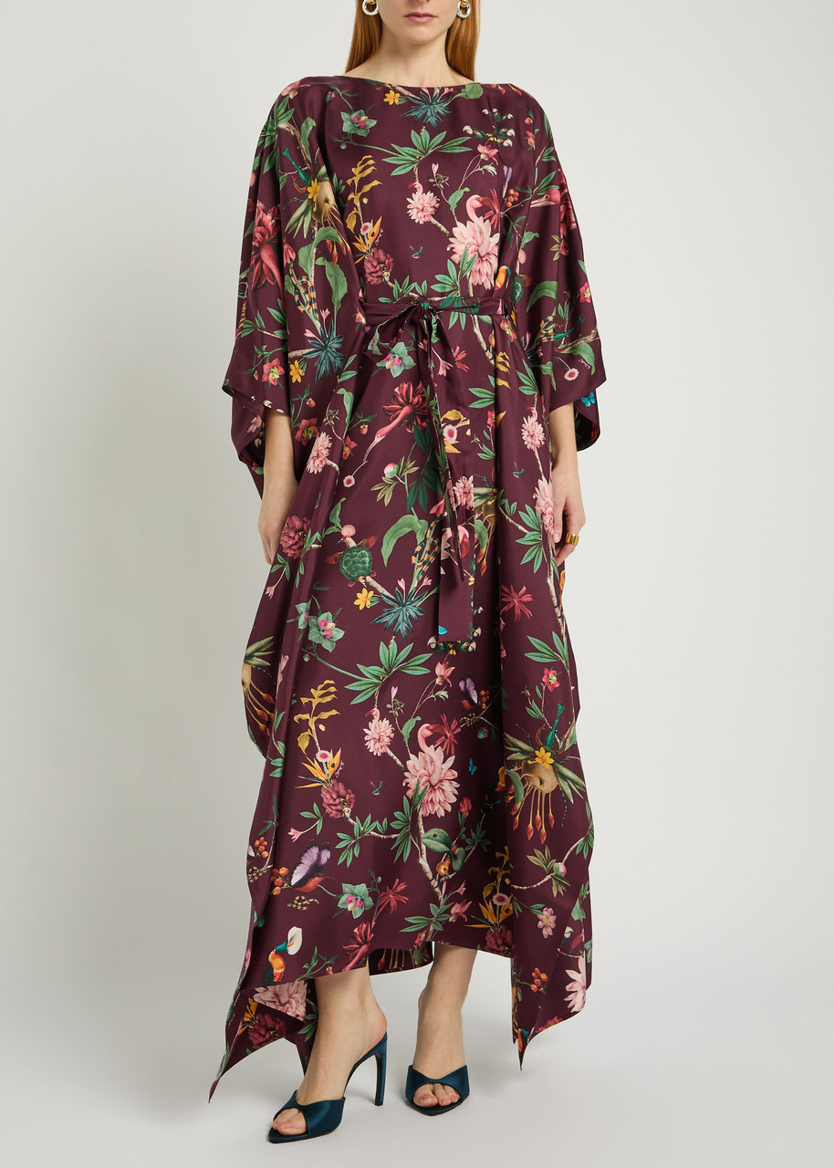 LA DOUBLE J Square belted printed silk kaftan dress | Harvey Nichols