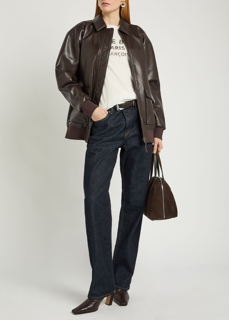 ANINE BING Kelanie leather-blend jacket | Harvey Nichols