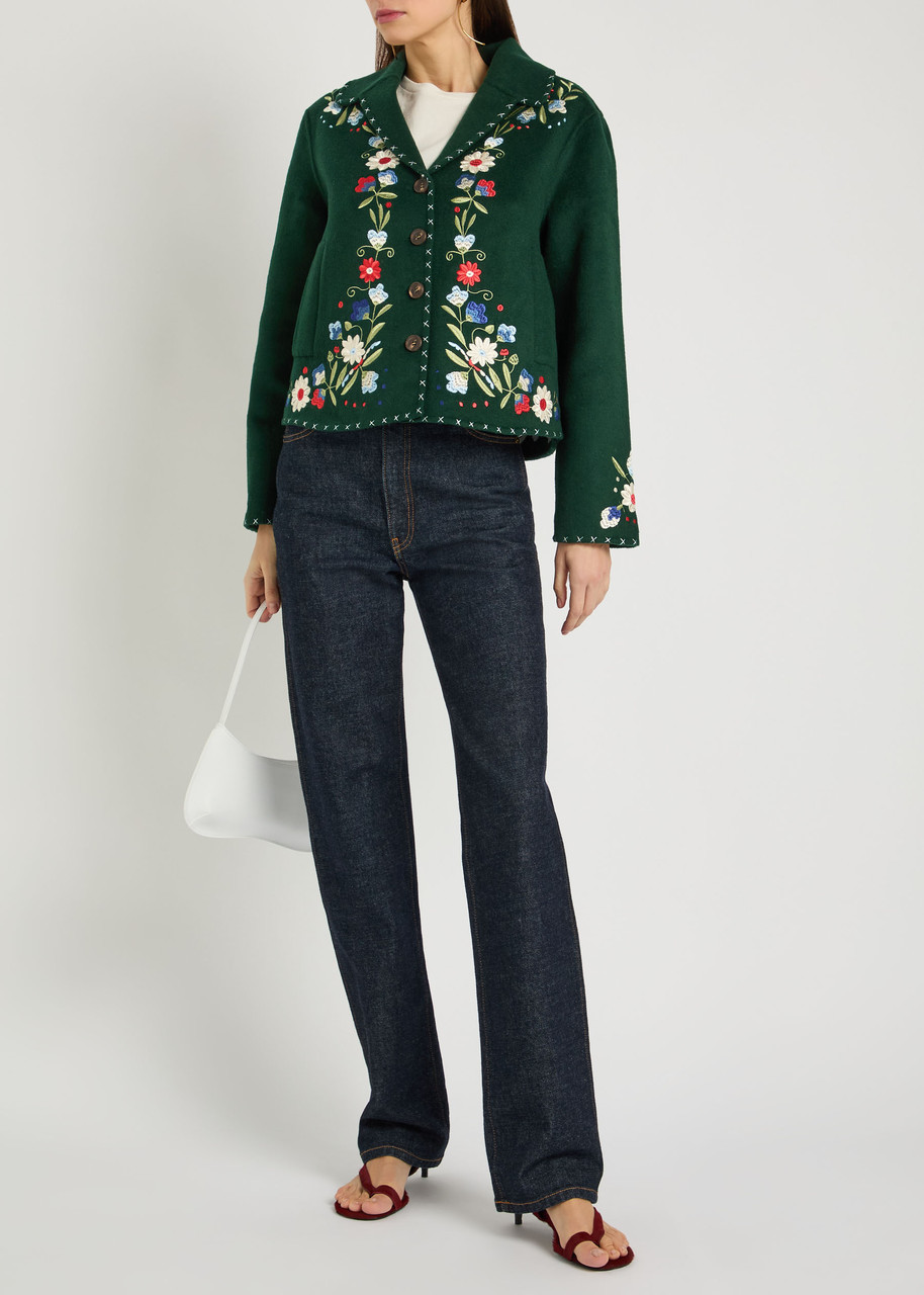 RIXO Jude floral-embroidered wool-blend jacket | Harvey Nichols