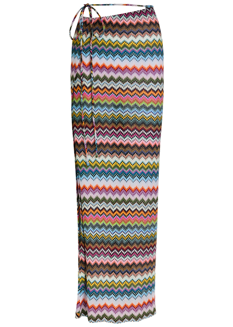 MISSONI Zigzag metallic-knit cover-up midi skirt | Harvey Nichols